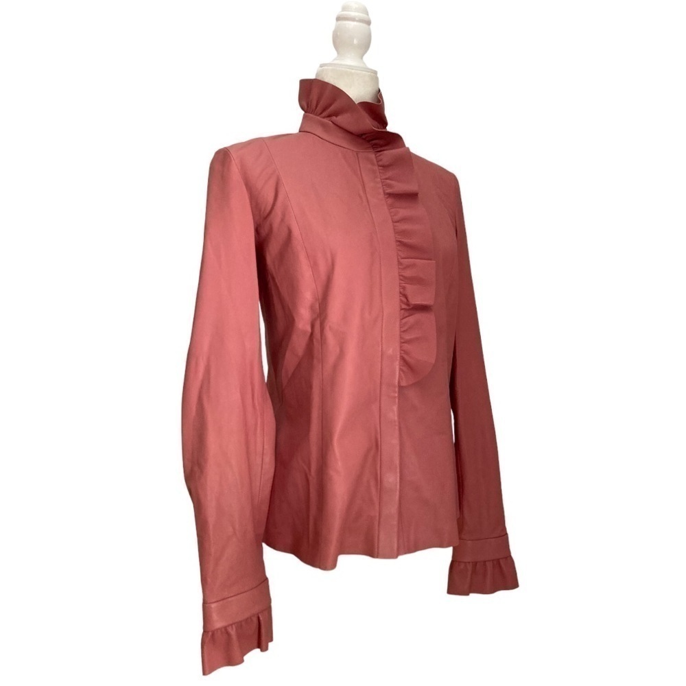 DROMe Lamb Leather Ruffle Jacket in Blush NWOT Made in Italy - Picture 4 of 12